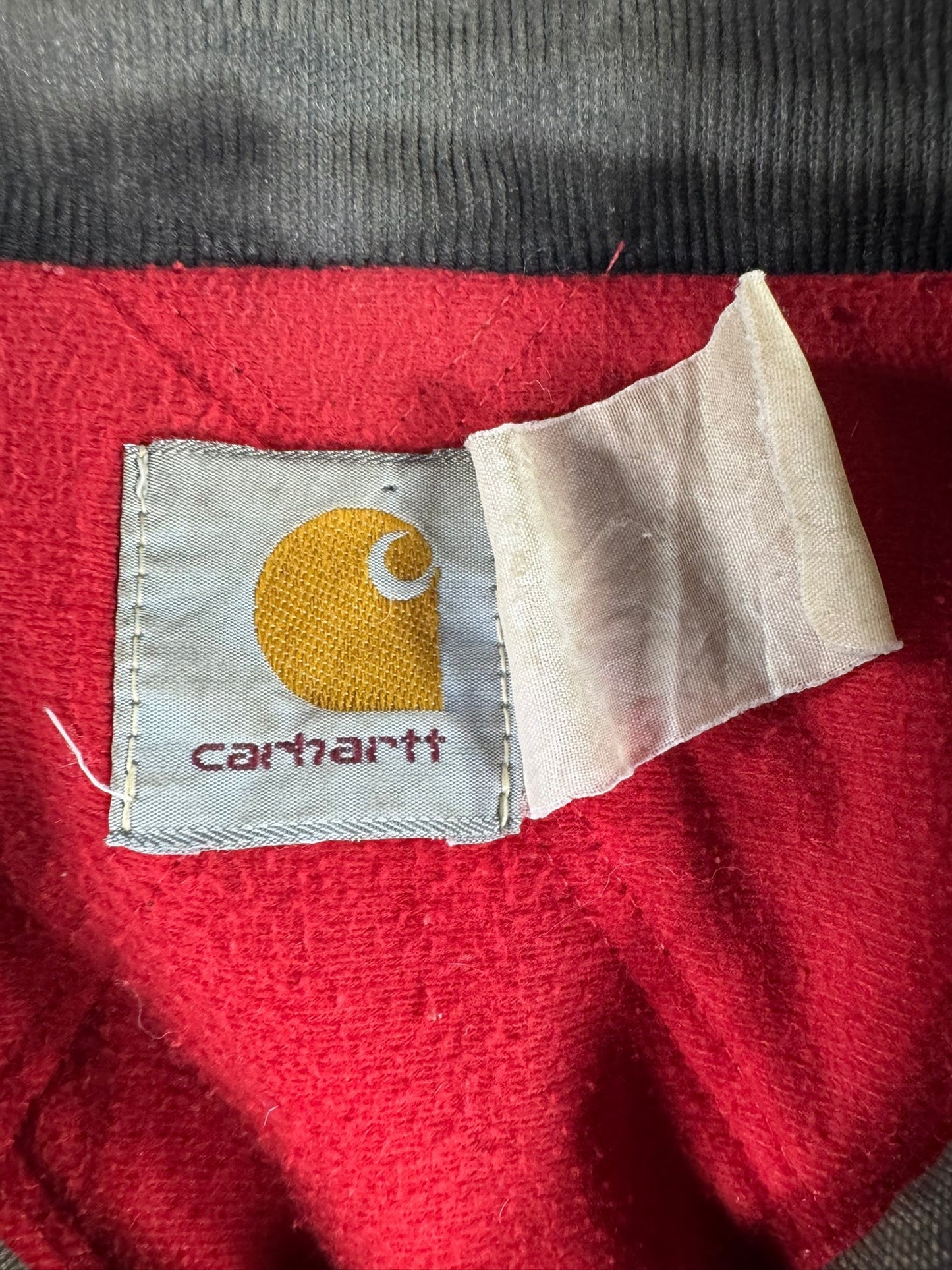 Faded Carhartt JQ035 Southwest Aztec Jacket Ruby Quilted Flannel 90s Sz M RARE