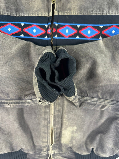 Faded Carhartt JQ035 Southwest Aztec Jacket Ruby Quilted Flannel 90s Sz M RARE