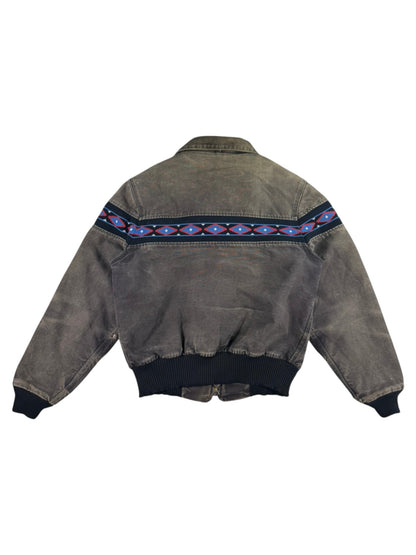 Faded Carhartt JQ035 Southwest Aztec Jacket Ruby Quilted Flannel 90s Sz M RARE