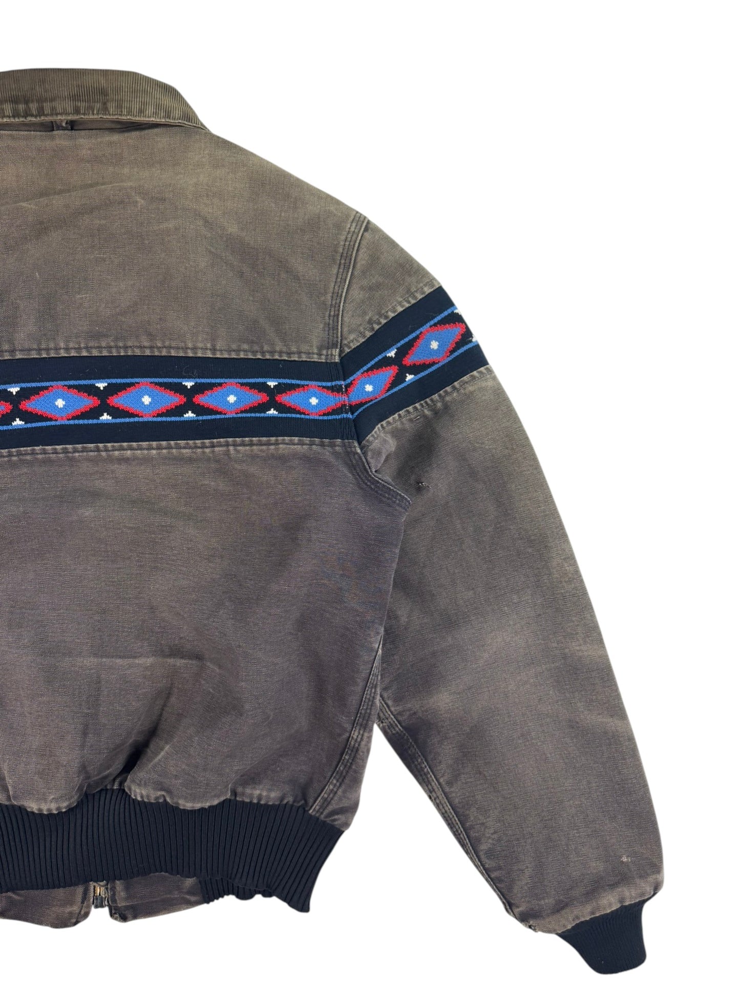 Faded Carhartt JQ035 Southwest Aztec Jacket Ruby Quilted Flannel 90s Sz M RARE