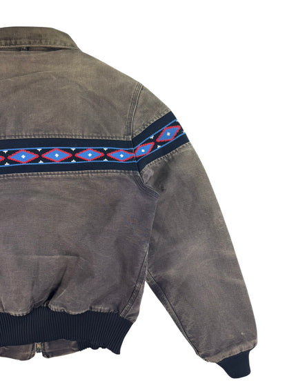 Faded Carhartt JQ035 Southwest Aztec Jacket Ruby Quilted Flannel 90s Sz M RARE