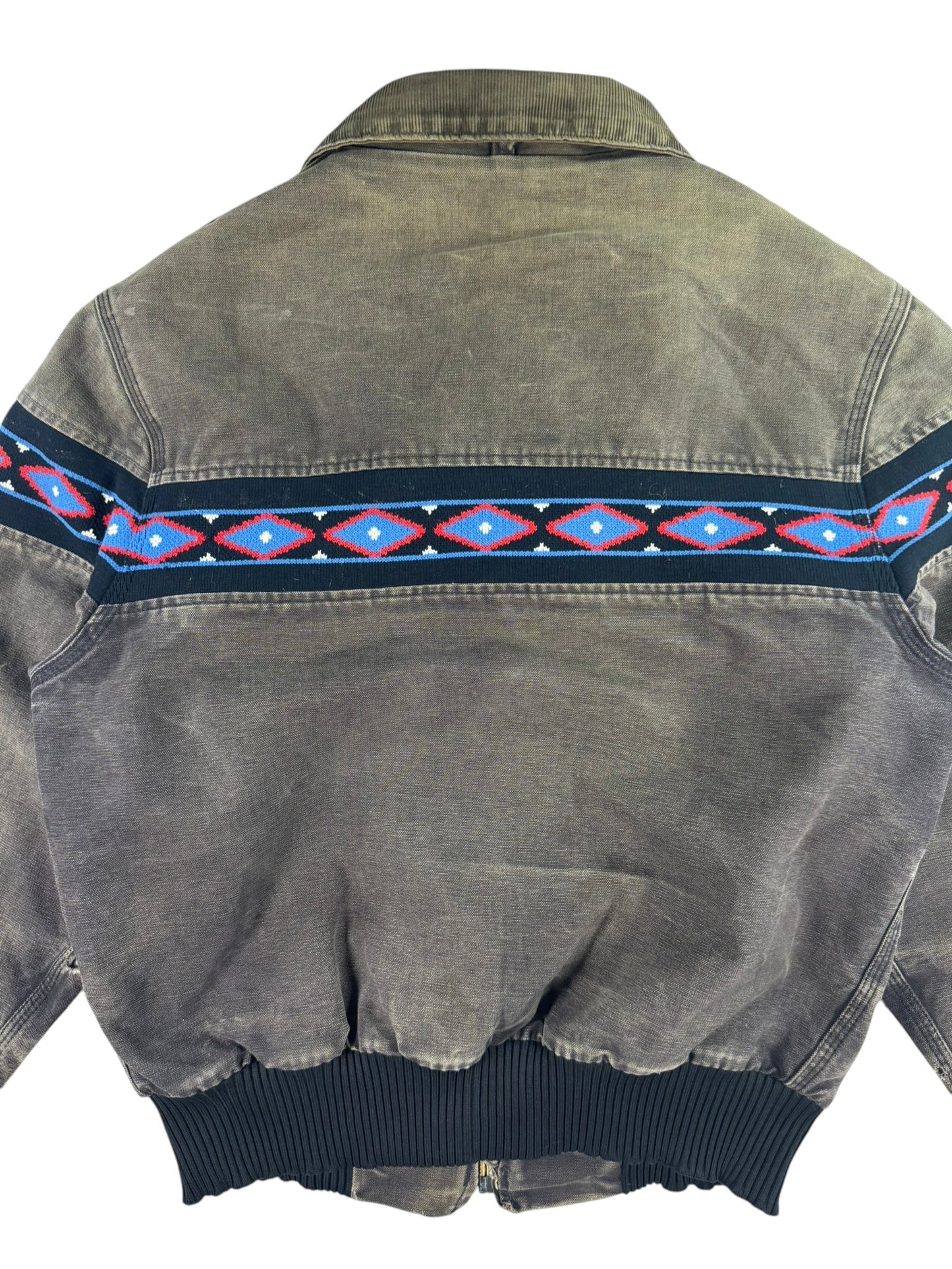Faded Carhartt JQ035 Southwest Aztec Jacket Ruby Quilted Flannel 90s Sz M RARE