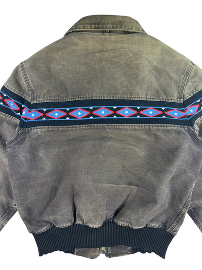 Faded Carhartt JQ035 Southwest Aztec Jacket Ruby Quilted Flannel 90s Sz M RARE