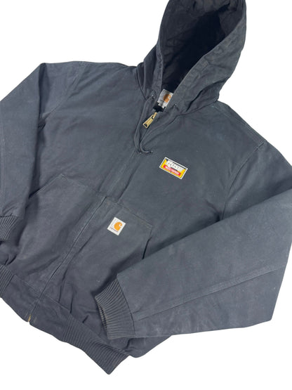 Carhartt Hooded Active Washed Duck Quilt Lined Workwear Jacket 103940 Men's Sz L