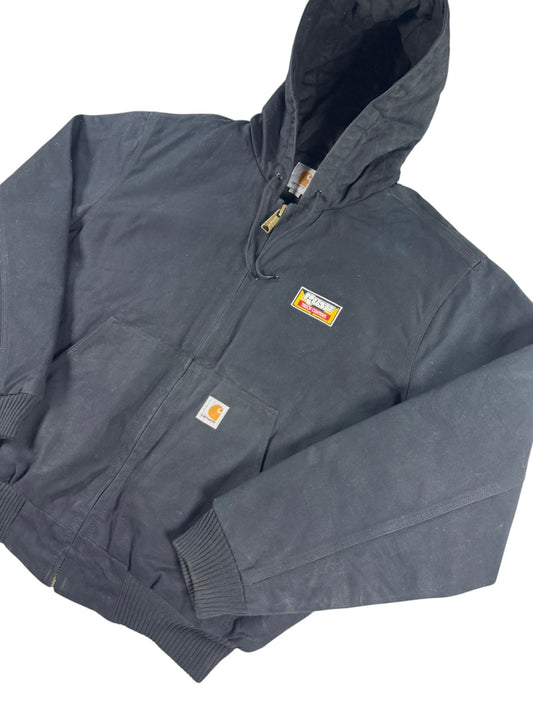 Carhartt Hooded Active Washed Duck Quilt Lined Workwear Jacket 103940 Men's Sz L