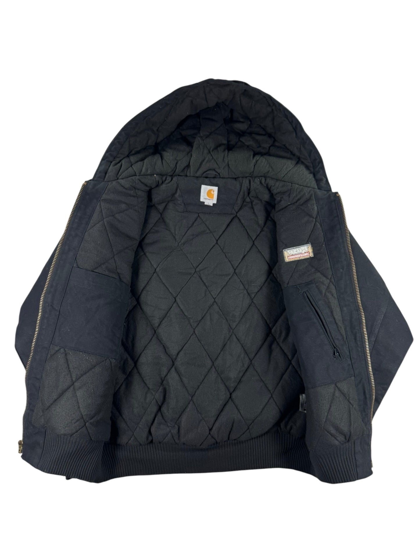 Carhartt Hooded Active Washed Duck Quilt Lined Workwear Jacket 103940 Men's Sz L