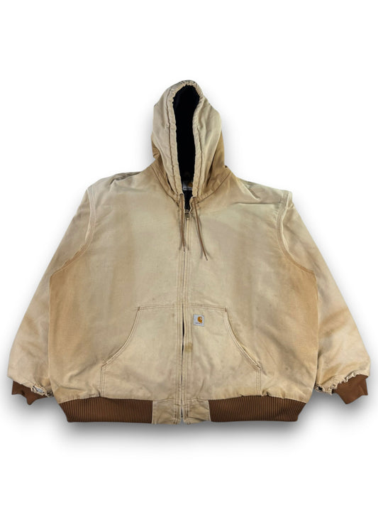 Vintage Faded Distressed Carhartt J130 BRN Active Jacket  Quilted Lining Mens XL