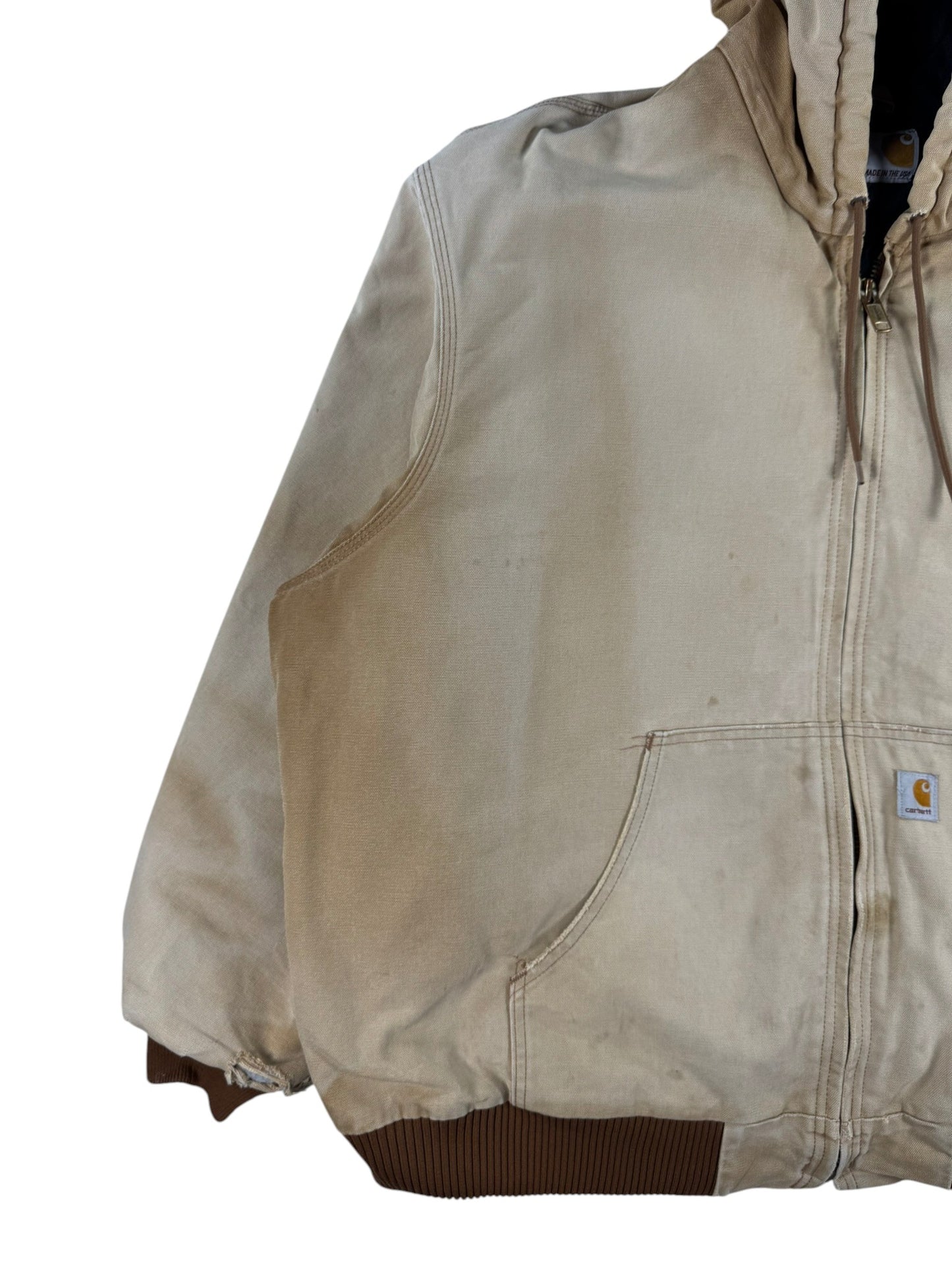 Vintage Faded Distressed Carhartt J130 BRN Active Jacket  Quilted Lining Mens XL