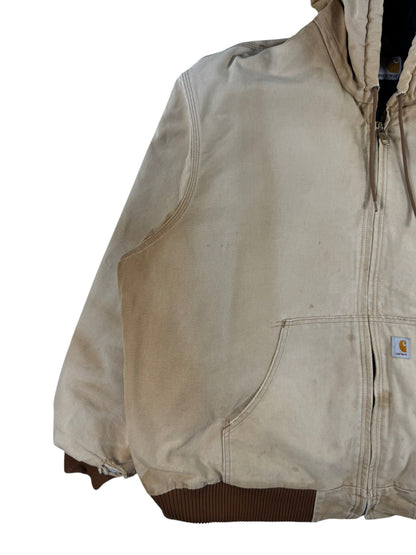 Vintage Faded Distressed Carhartt J130 BRN Active Jacket  Quilted Lining Mens XL