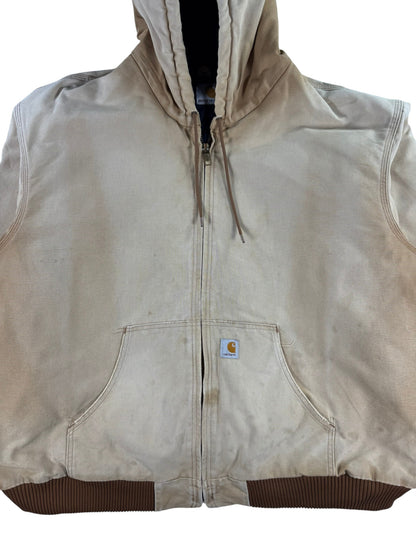 Vintage Faded Distressed Carhartt J130 BRN Active Jacket  Quilted Lining Mens XL
