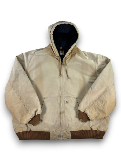 Vintage Faded Distressed Carhartt J130 BRN Active Jacket  Quilted Lining Mens XL