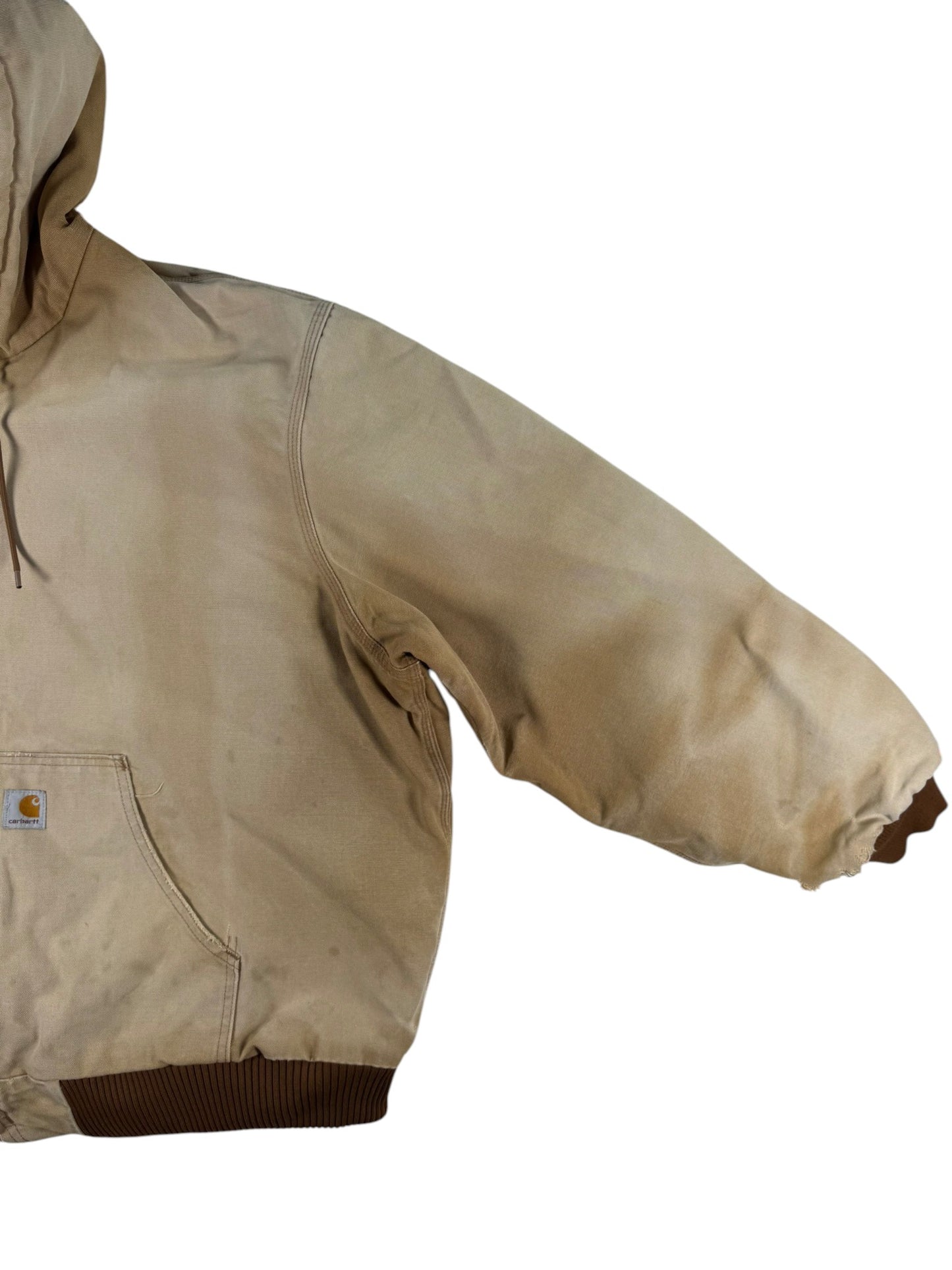 Vintage Faded Distressed Carhartt J130 BRN Active Jacket  Quilted Lining Mens XL