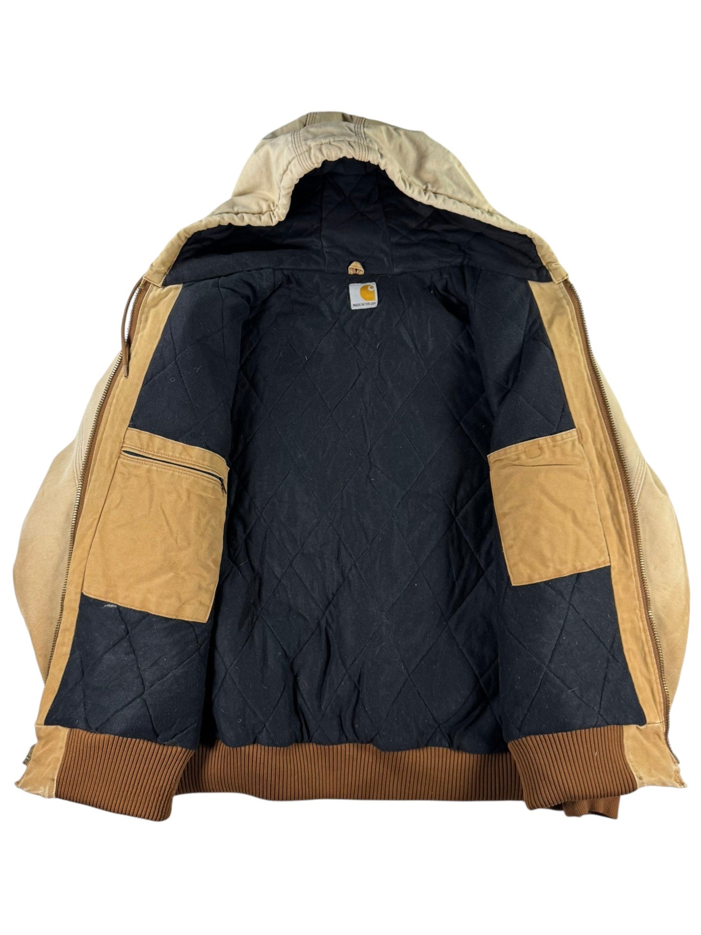 Vintage Faded Distressed Carhartt J130 BRN Active Jacket  Quilted Lining Mens XL