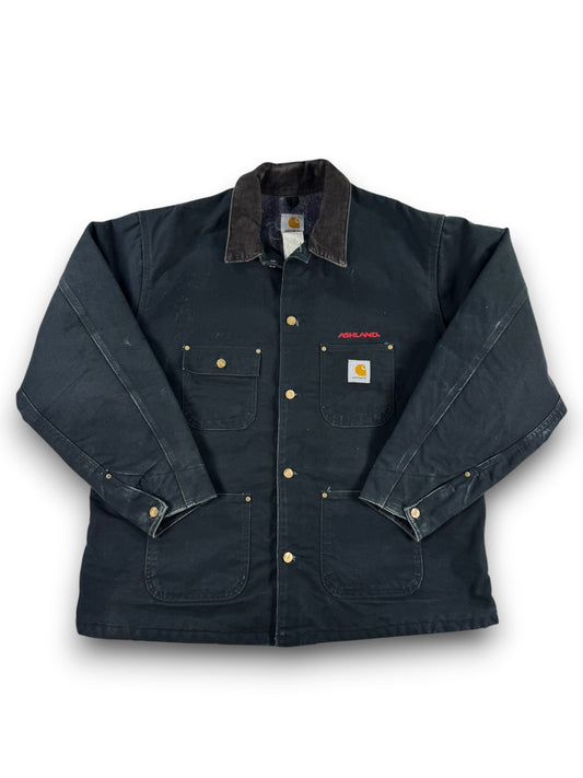 Vintage Carhartt C01 Chore Coat Blanket Lined Black USA Work Jacket Men's Size L