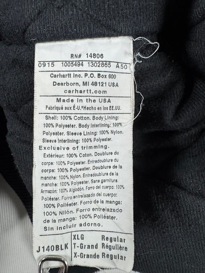 Carhartt J140 BLK Canvas Insulated Active Jacket Men's Black Made in USA Size XL