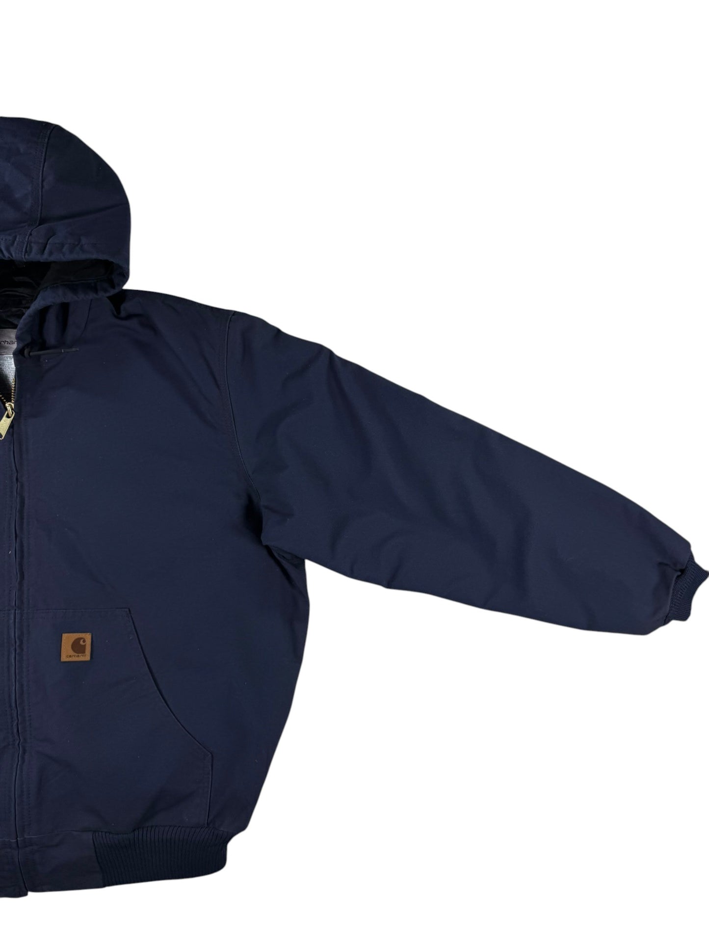 Vintage Carhartt 376-20 Navy Canvas Hooded Active Jacket Quilted Lining Men's XL