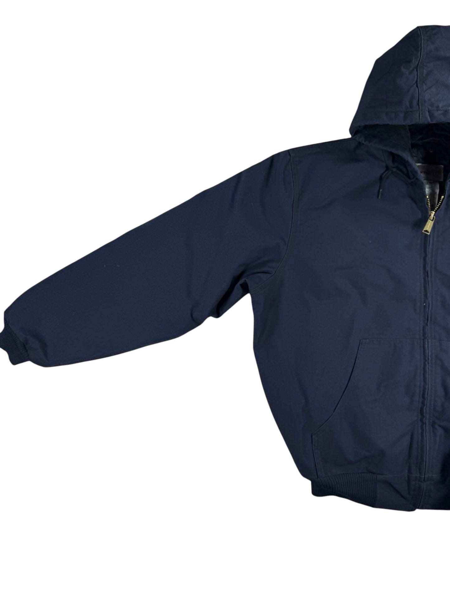 Vintage Carhartt 376-20 Navy Canvas Hooded Active Jacket Quilted Lining Men's XL
