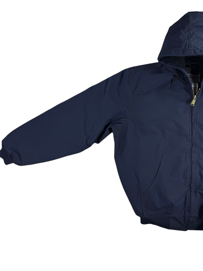 Vintage Carhartt 376-20 Navy Canvas Hooded Active Jacket Quilted Lining Men's XL