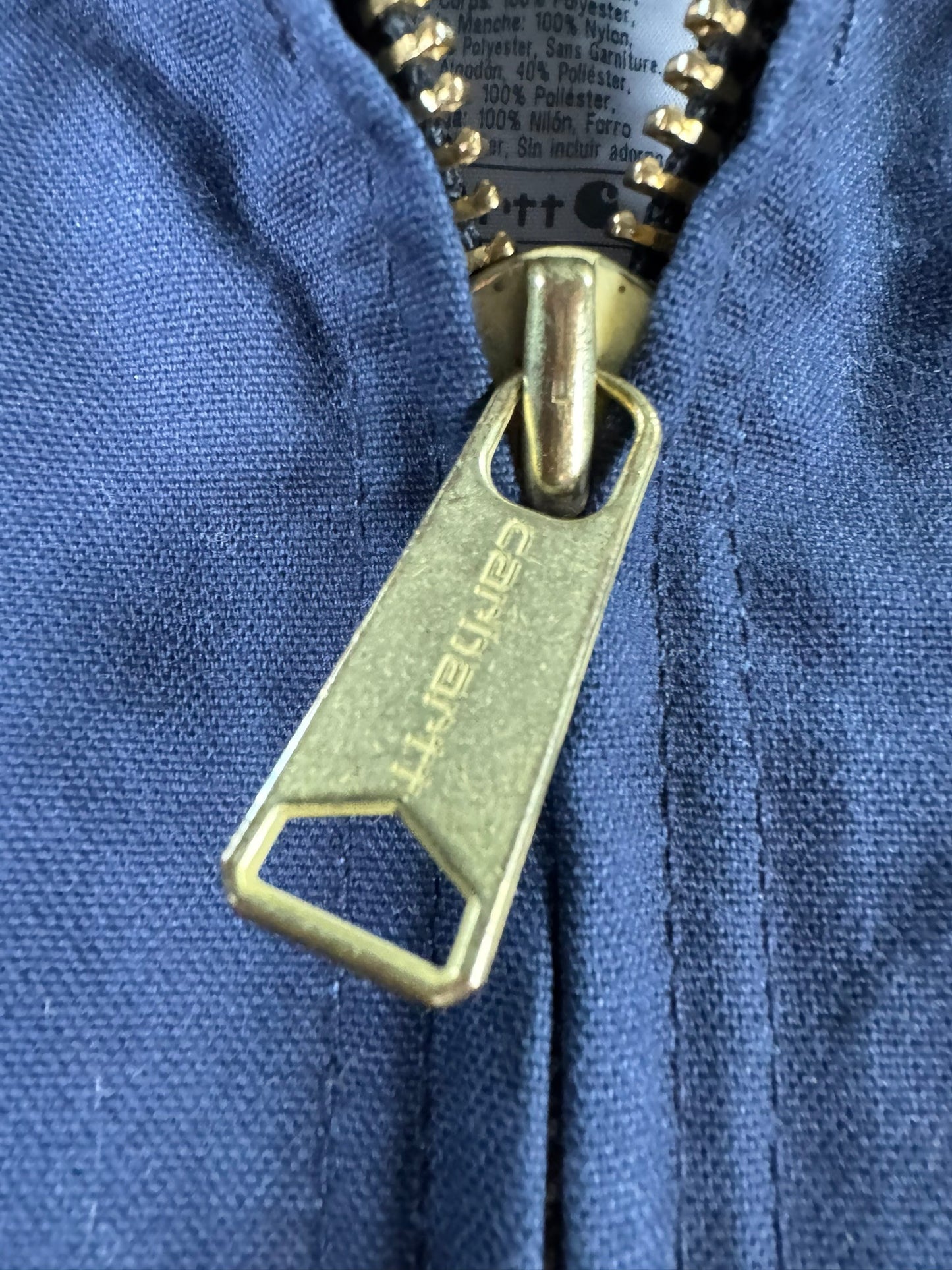 Vintage Carhartt 376-20 Navy Canvas Hooded Active Jacket Quilted Lining Men's XL