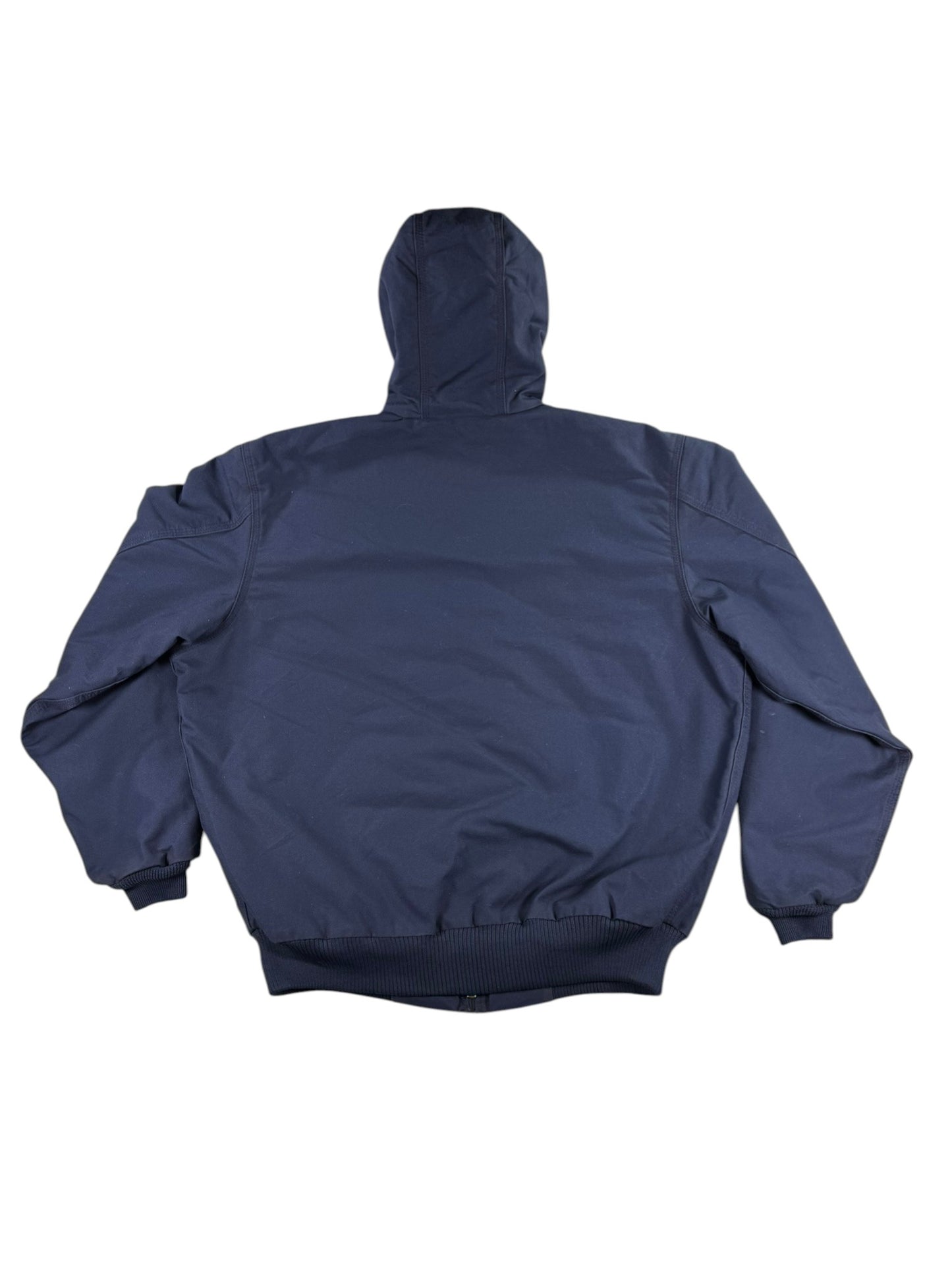Vintage Carhartt 376-20 Navy Canvas Hooded Active Jacket Quilted Lining Men's XL