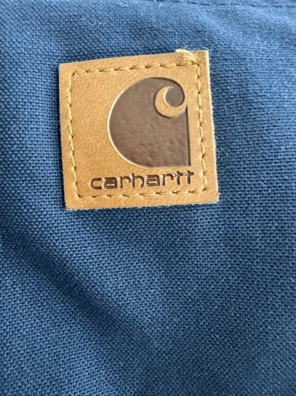 Vintage Carhartt 376-20 Navy Canvas Hooded Active Jacket Quilted Lining Men's XL