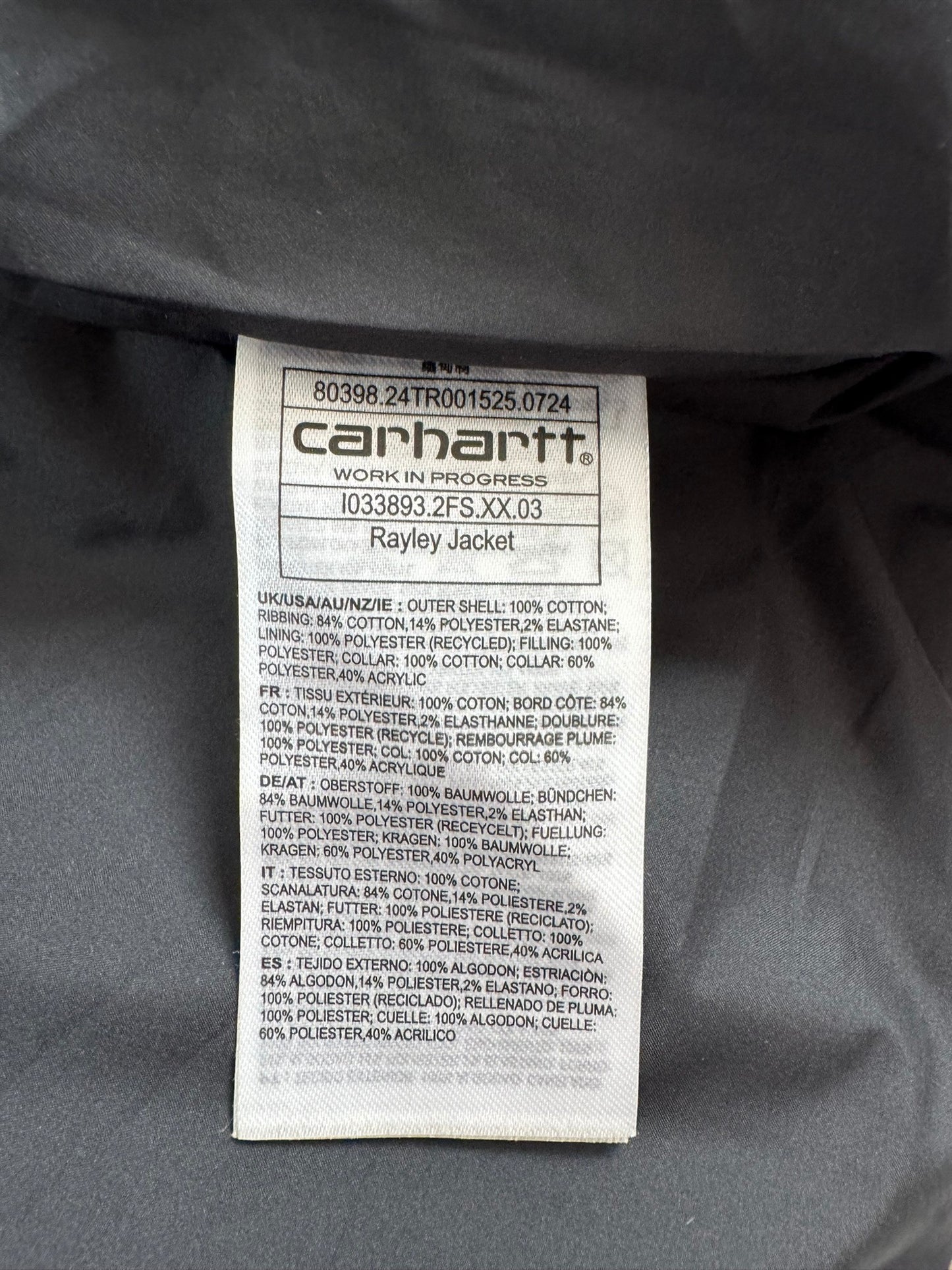 Carhartt Work in Progress WIP Rayley Puffer Jacket I033893 Peanut Men's M RARE