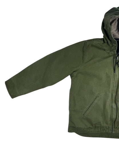 Carhartt Women's Green Sherpa Lined Canvas Duck Hooded Workwear Jacket XL 16-18