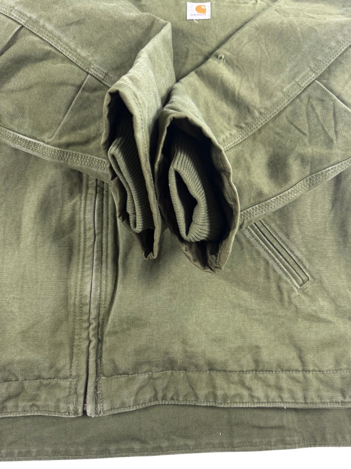 Carhartt Women's Green Sherpa Lined Canvas Duck Hooded Workwear Jacket XL 16-18