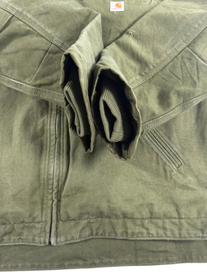 Carhartt Women's Green Sherpa Lined Canvas Duck Hooded Workwear Jacket XL 16-18