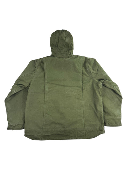 Carhartt Women's Green Sherpa Lined Canvas Duck Hooded Workwear Jacket XL 16-18