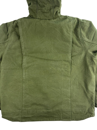 Carhartt Women's Green Sherpa Lined Canvas Duck Hooded Workwear Jacket XL 16-18