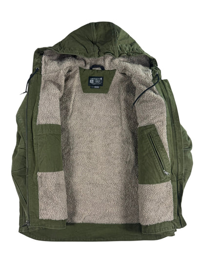 Carhartt Women's Green Sherpa Lined Canvas Duck Hooded Workwear Jacket XL 16-18