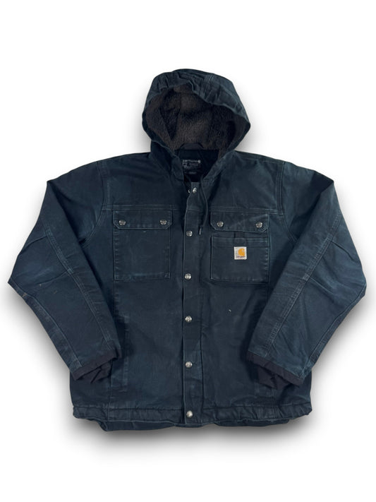 Carhartt Bartlett Jacket Black Sherpa Lined Hooded Work Jacket 103826 Sz. Mens M