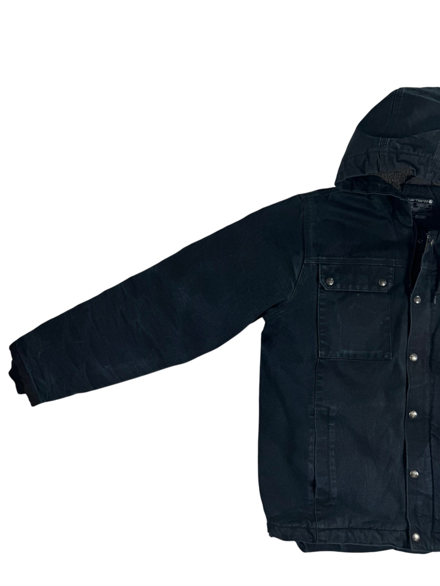 Carhartt Bartlett Jacket Black Sherpa Lined Hooded Work Jacket 103826 Sz. Mens M