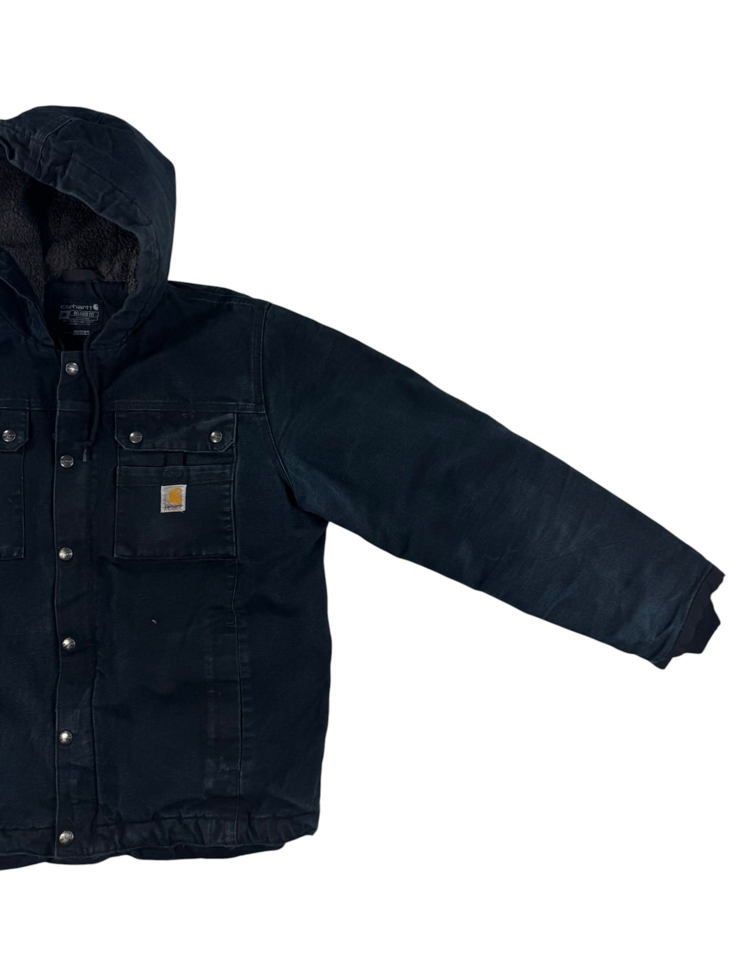 Carhartt Bartlett Jacket Black Sherpa Lined Hooded Work Jacket 103826 Sz. Mens M