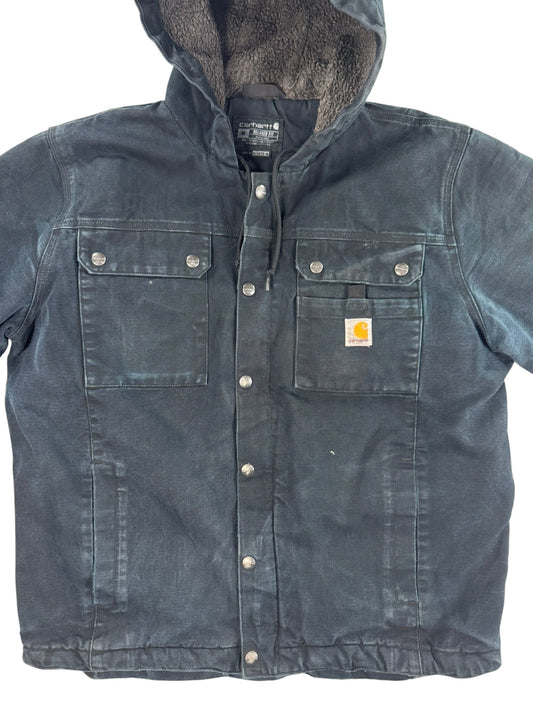 Carhartt Bartlett Jacket Black Sherpa Lined Hooded Work Jacket 103826 Sz. Mens M