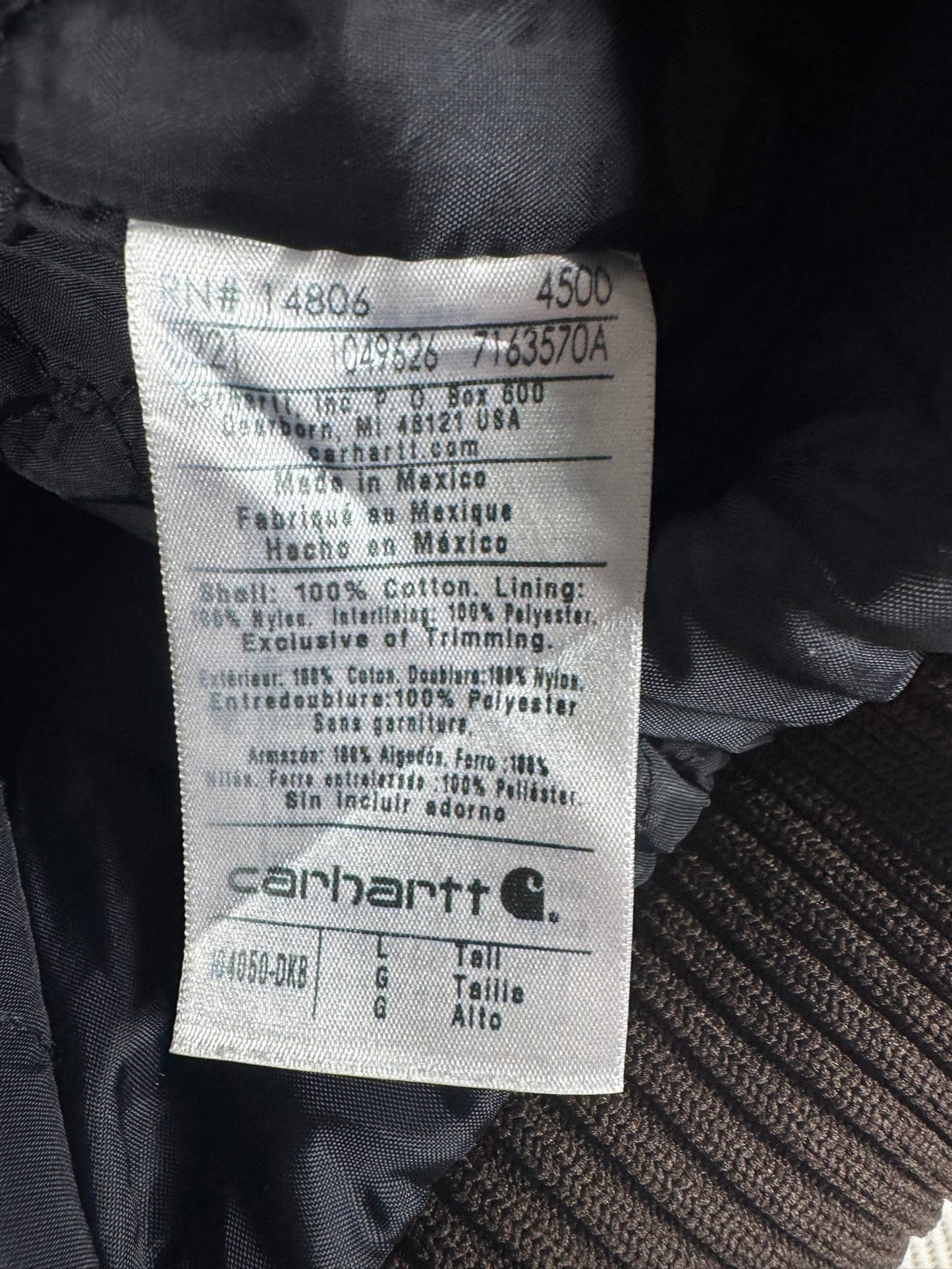 Carhartt Canvas Insulated Brown  Active Jacket 104050 DKB Men's Size Large Tall