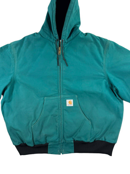 Vintage Rare Aqua Teal Carhartt Active Jacket J04 AQU JR132 USA Made 1998 XXL