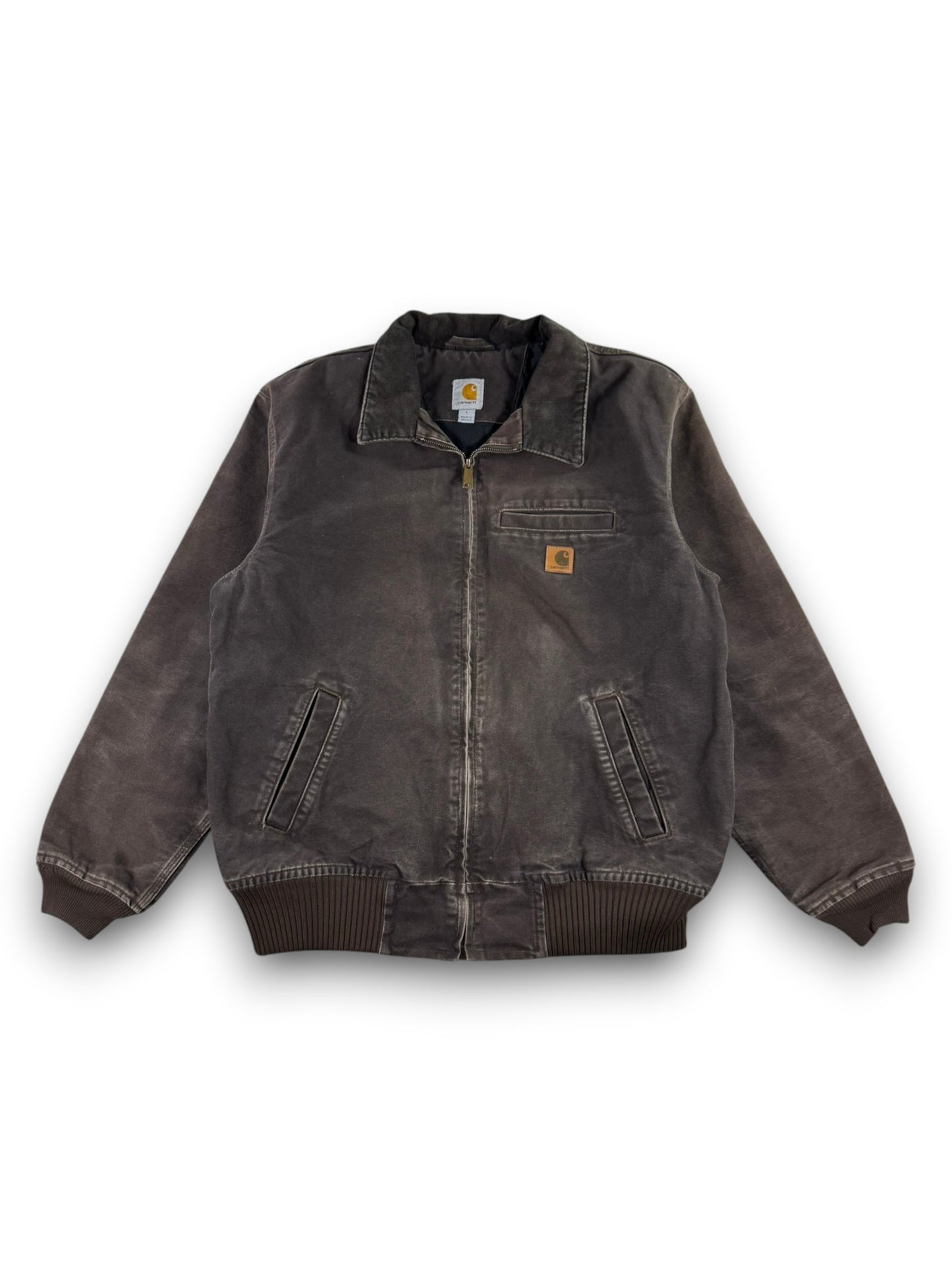Carhartt Bankston Detroit Style Insulated Duck Canvas Work Jacket Brown Men's L