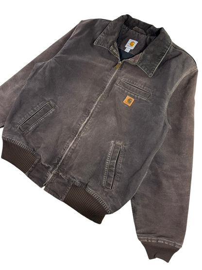 Carhartt Bankston Detroit Style Insulated Duck Canvas Work Jacket Brown Men's L