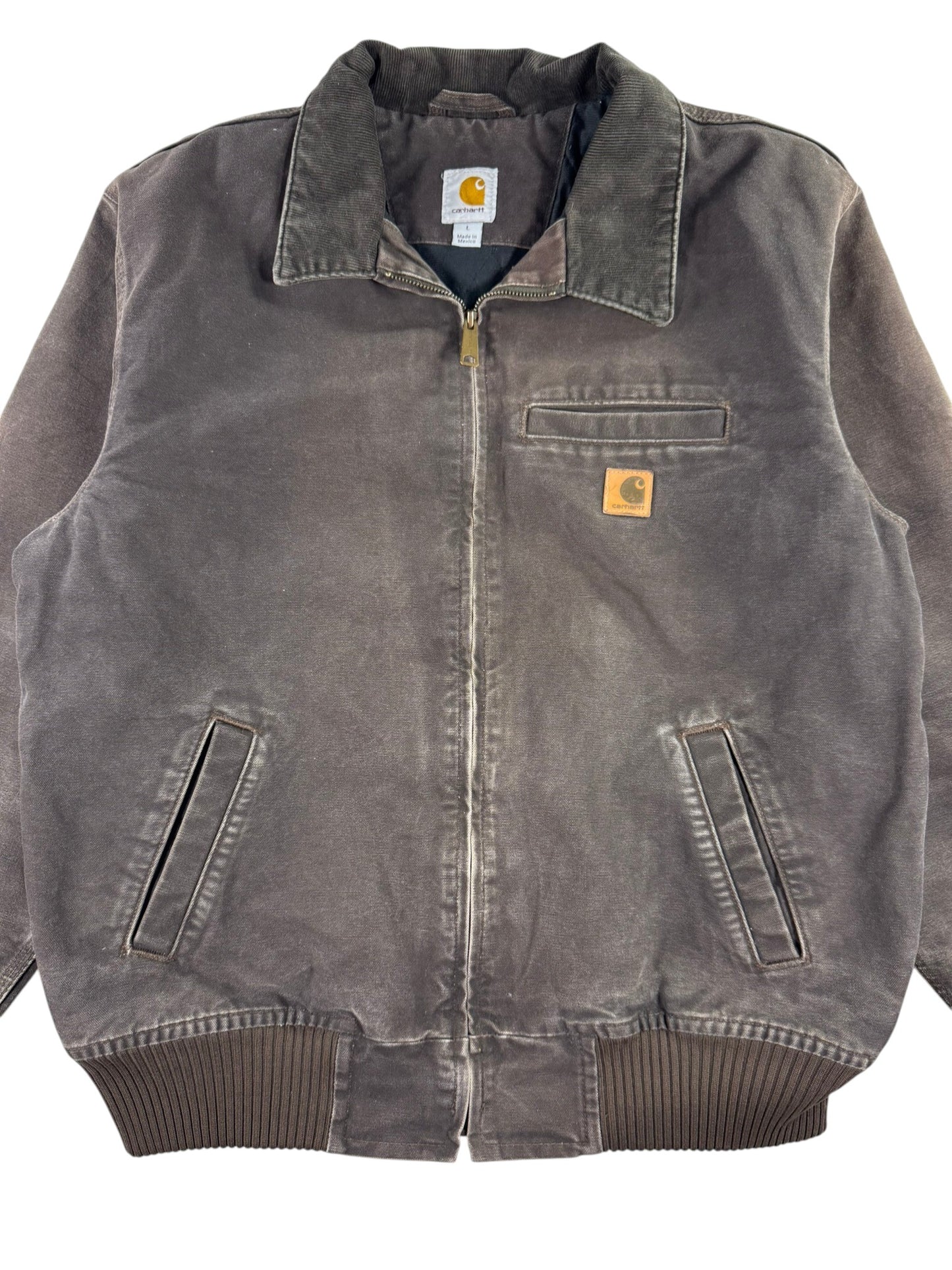 Carhartt Bankston Detroit Style Insulated Duck Canvas Work Jacket Brown Men's L