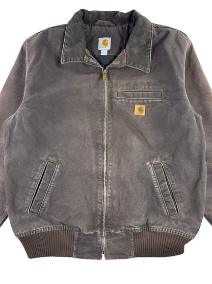 Carhartt Bankston Detroit Style Insulated Duck Canvas Work Jacket Brown Men's L