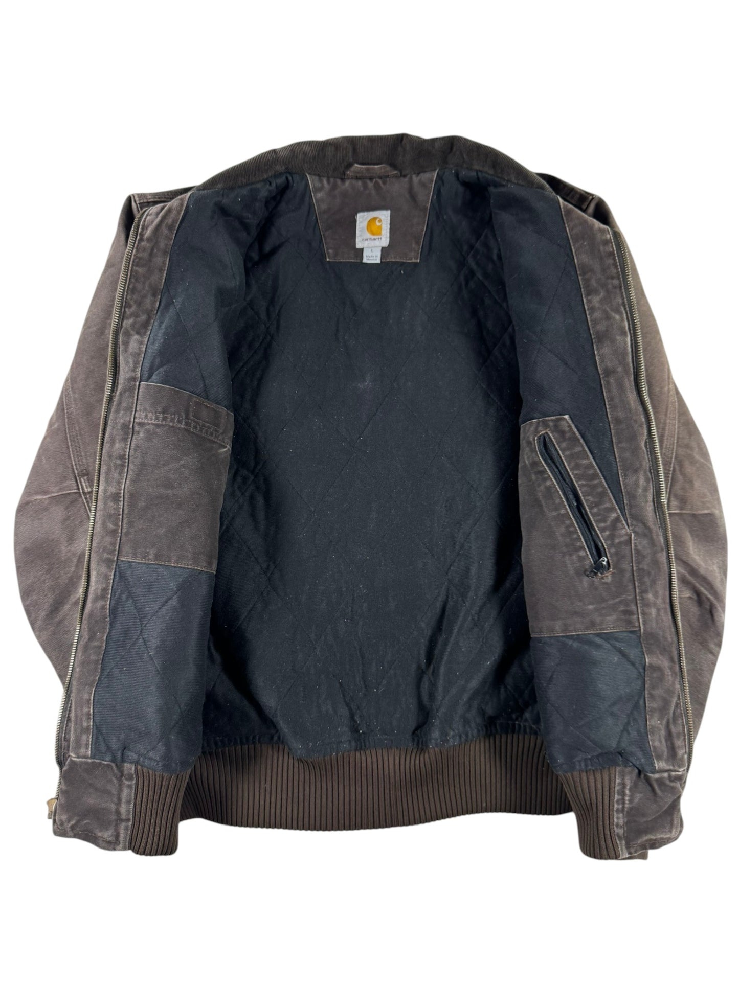 Carhartt Bankston Detroit Style Insulated Duck Canvas Work Jacket Brown Men's L