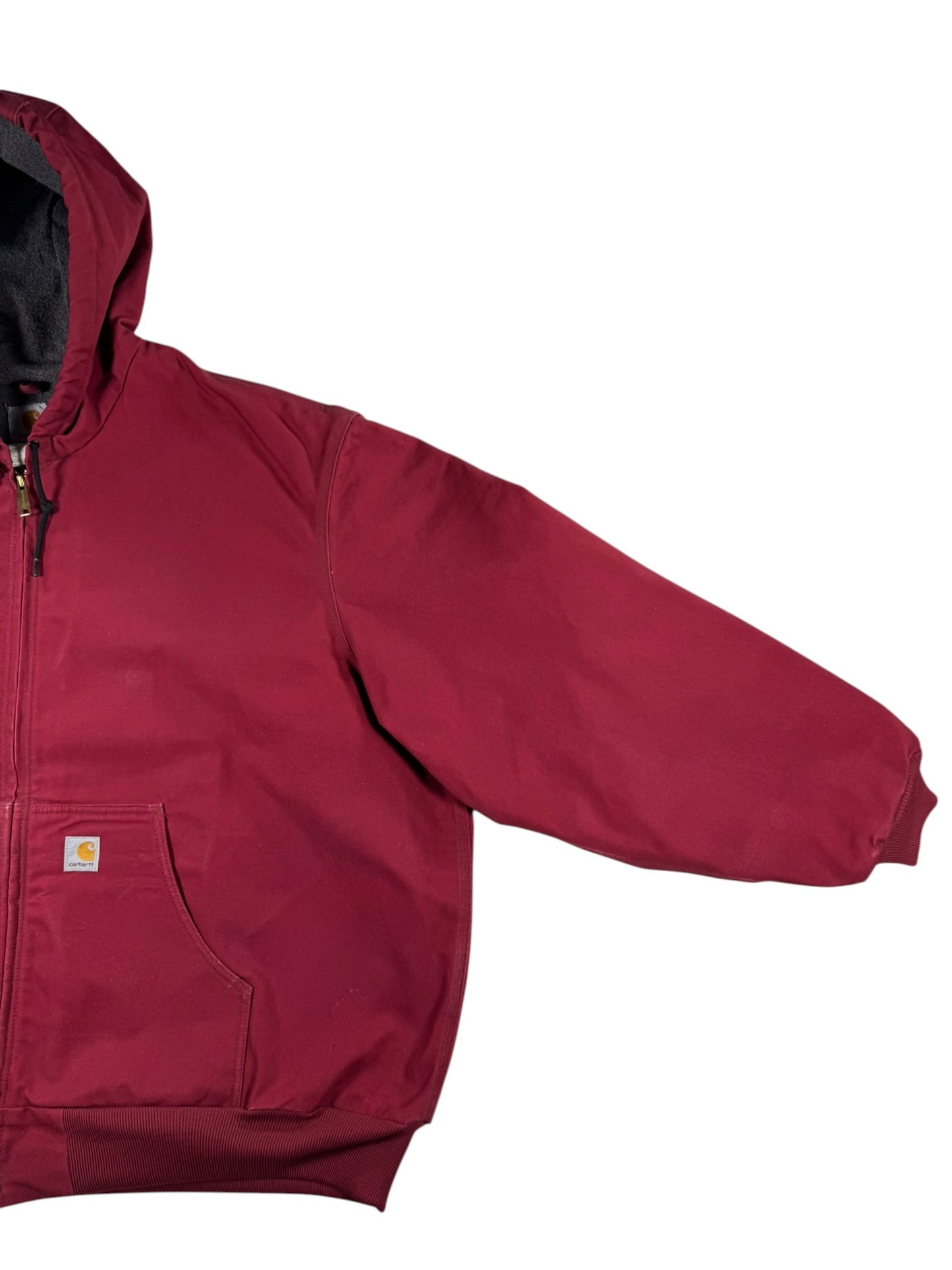 VTG 2005 Carhartt J150 DKR Fleece Lined Hooded Canvas Active Jacket Dark Red 4XL