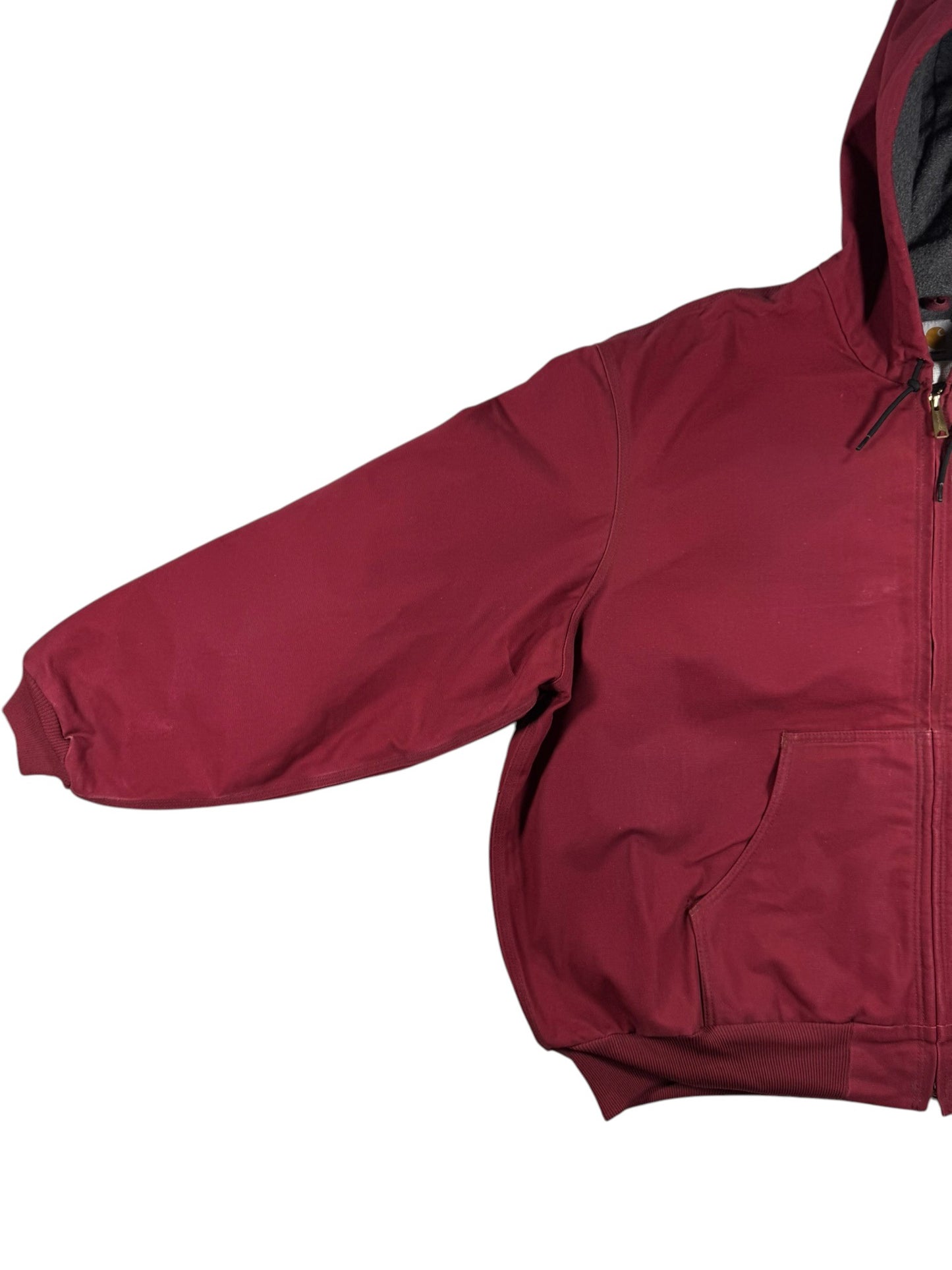VTG 2005 Carhartt J150 DKR Fleece Lined Hooded Canvas Active Jacket Dark Red 4XL