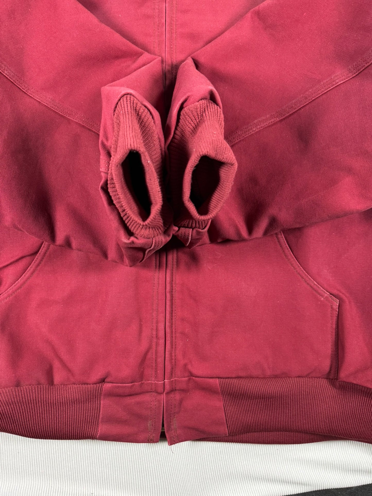 VTG 2005 Carhartt J150 DKR Fleece Lined Hooded Canvas Active Jacket Dark Red 4XL