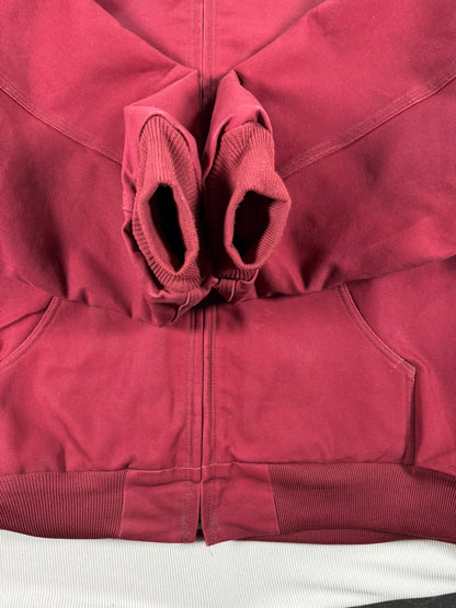 VTG 2005 Carhartt J150 DKR Fleece Lined Hooded Canvas Active Jacket Dark Red 4XL