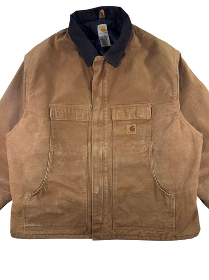 Carhartt C26 BRN Brown Duck Canvas Artic Quilt Lined Jacket Men's 4XL WITH HOOD