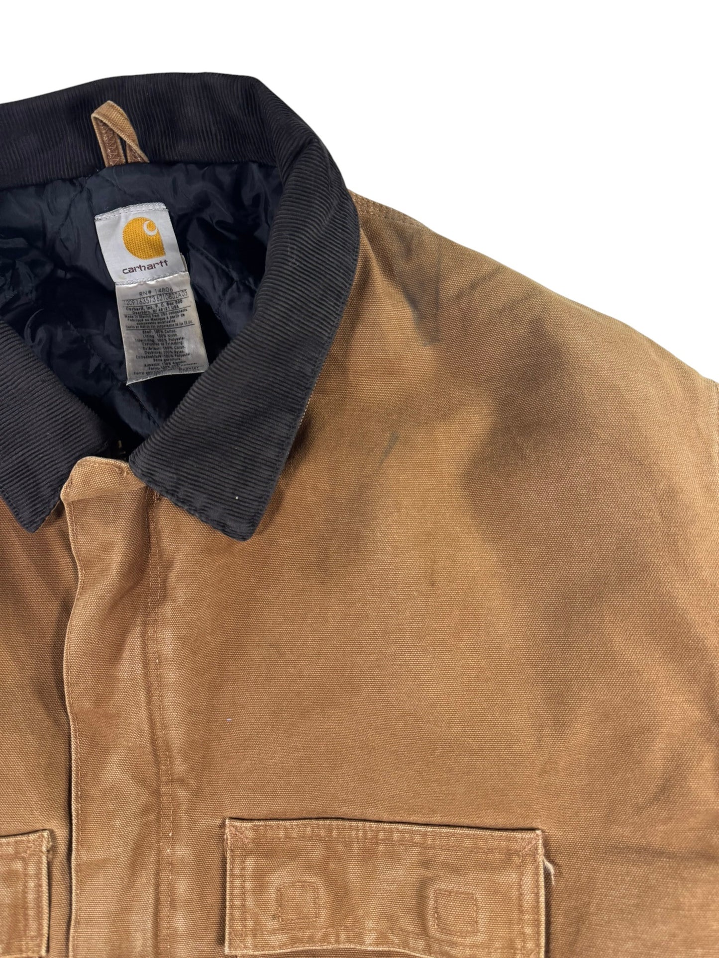 Carhartt C26 BRN Brown Duck Canvas Artic Quilt Lined Jacket Men's 4XL WITH HOOD