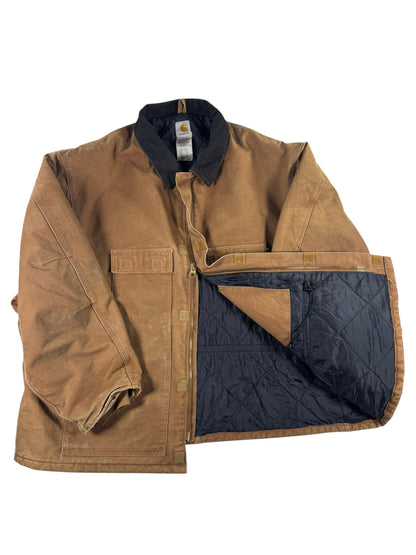 Carhartt C26 BRN Brown Duck Canvas Artic Quilt Lined Jacket Men's 4XL WITH HOOD